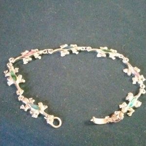 Vtg Chameleon Lizard Bracelet Silver Tone Colorful Shell Inlay